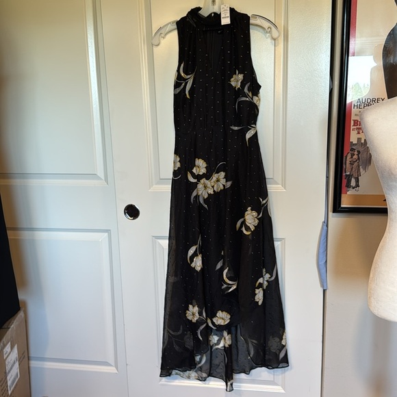 WHBM Halter Clip Jacquard Maxi Dress ophelia floral black - Picture 12 of 15